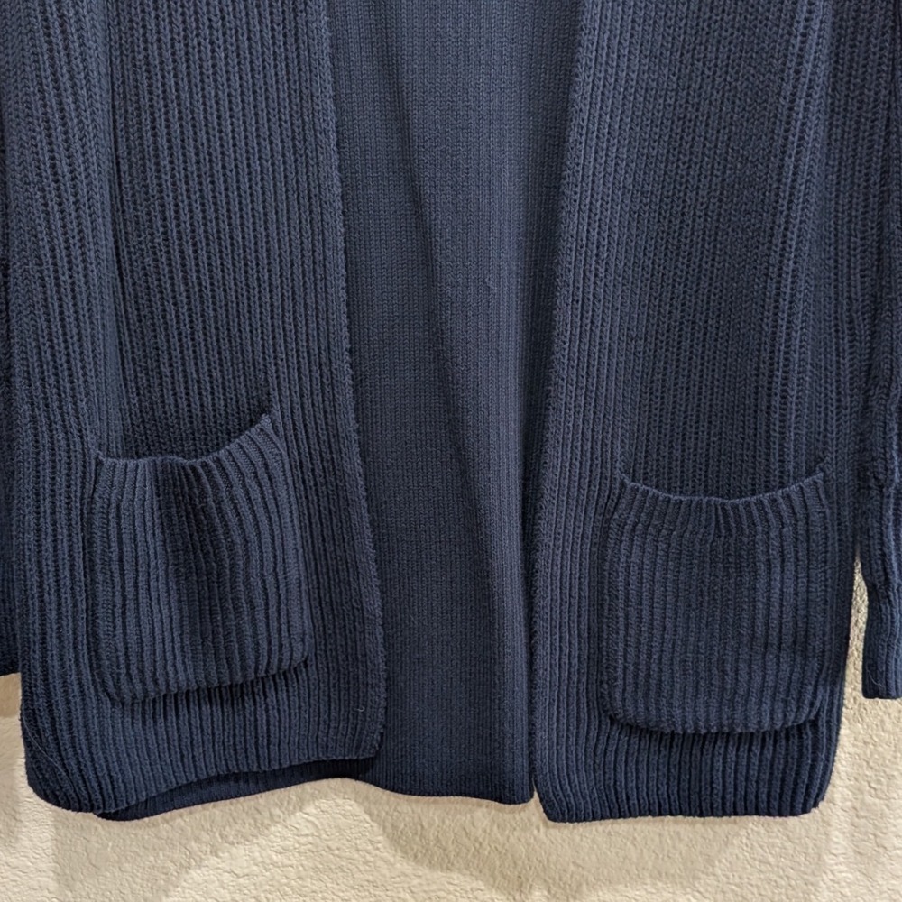 Madewell Womens Nolan Cardigan S Navy Ribbed Open Front Pockets Cotton Classic - Picture 4 of 9